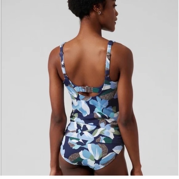 💙💙Athleta Bondi Bra Cup Hero Bloom Blue Square Neck Tankini Top Size 40 D/DD💙 - Picture 7 of 13
